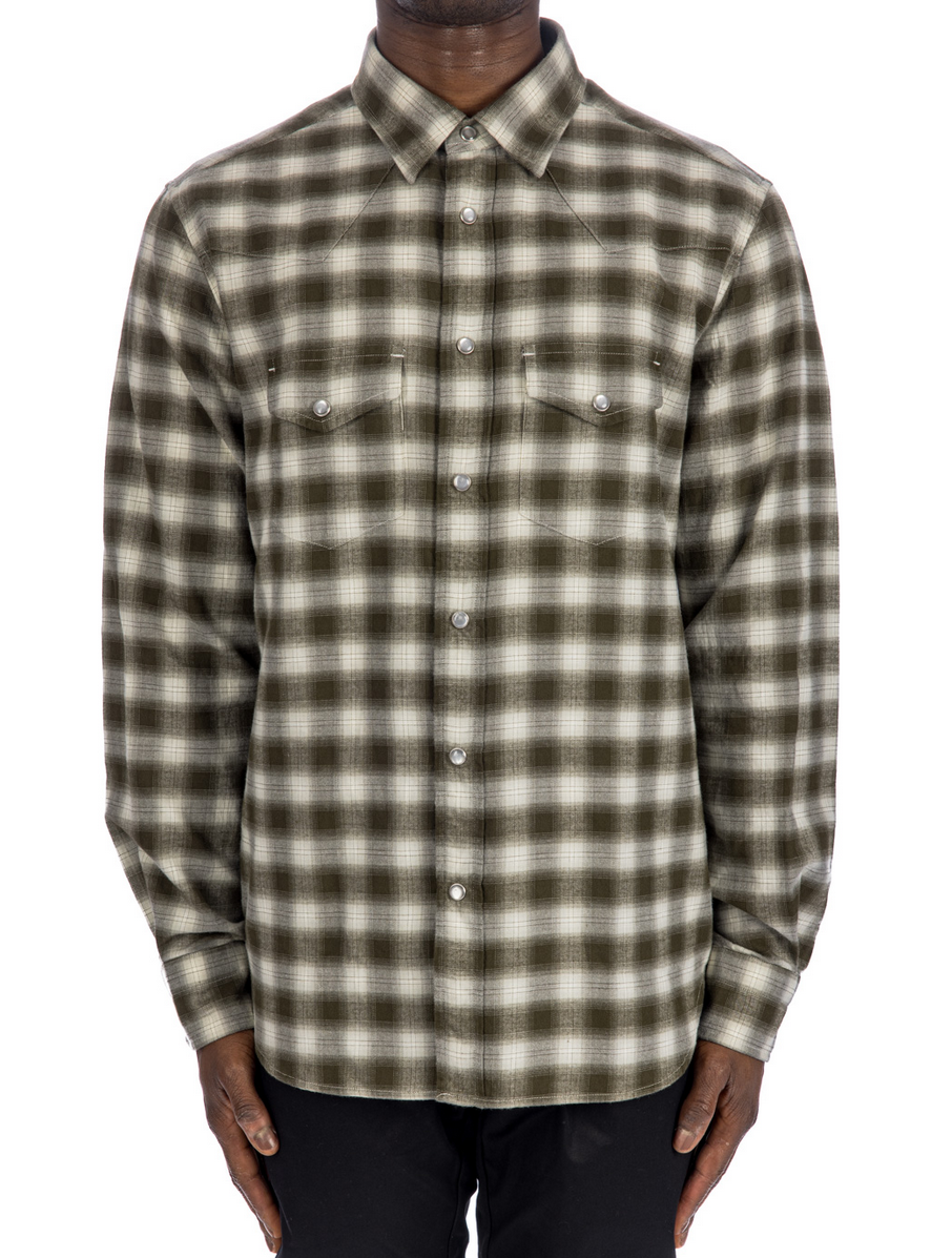 

Мужская рубашка Tom Ford Grand Check Western в зеленом цвете