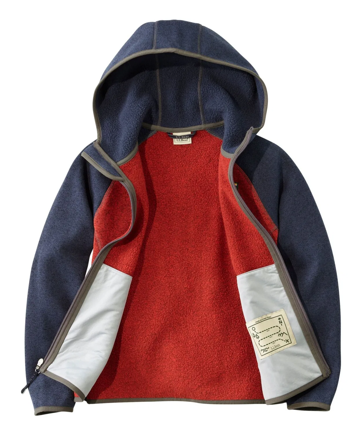 Детская флисовая кофта с капюшоном L.L.Bean, цвет блоками, синий — фото 4