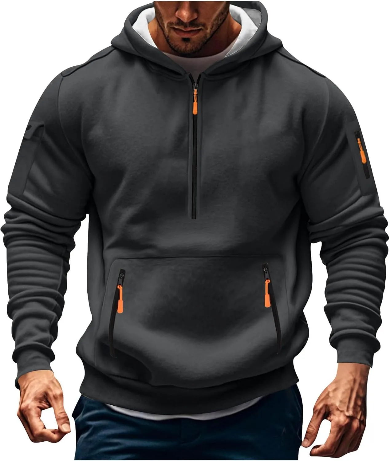 

Мужской оверсайз худи с карманом и полумолнией betible