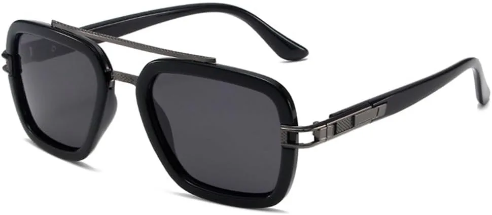 

Ретро-солнцезащитные очки с двойной перемычкой для мужчин и женщин, поляризованные, с защитой от УФ-излучения UV400, в стиле панк HDUBFY, Glossy Black Gray