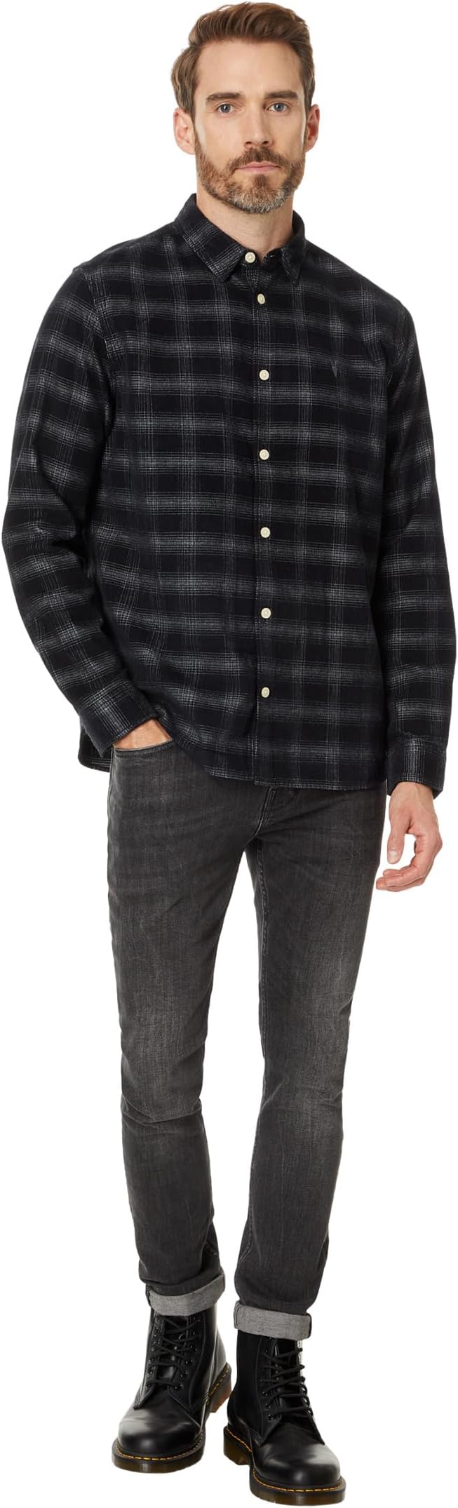 Рубашка AllSaints Kink Long Sleeve Shirt, цвет Navy Blue — фото 4