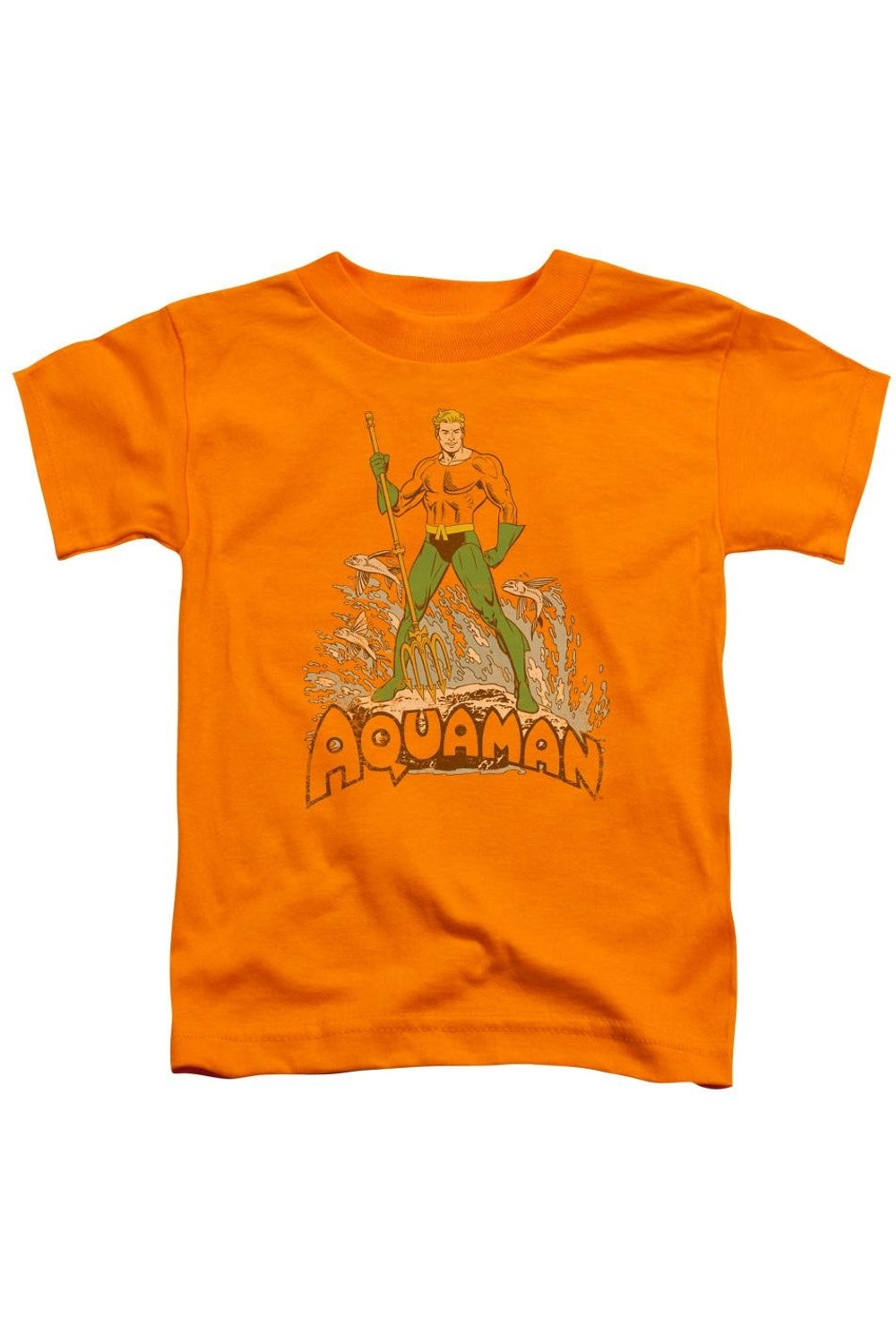 

DC Comics Aquaman футболка с эффектом поношенности для малышей Gildan, оранжевый