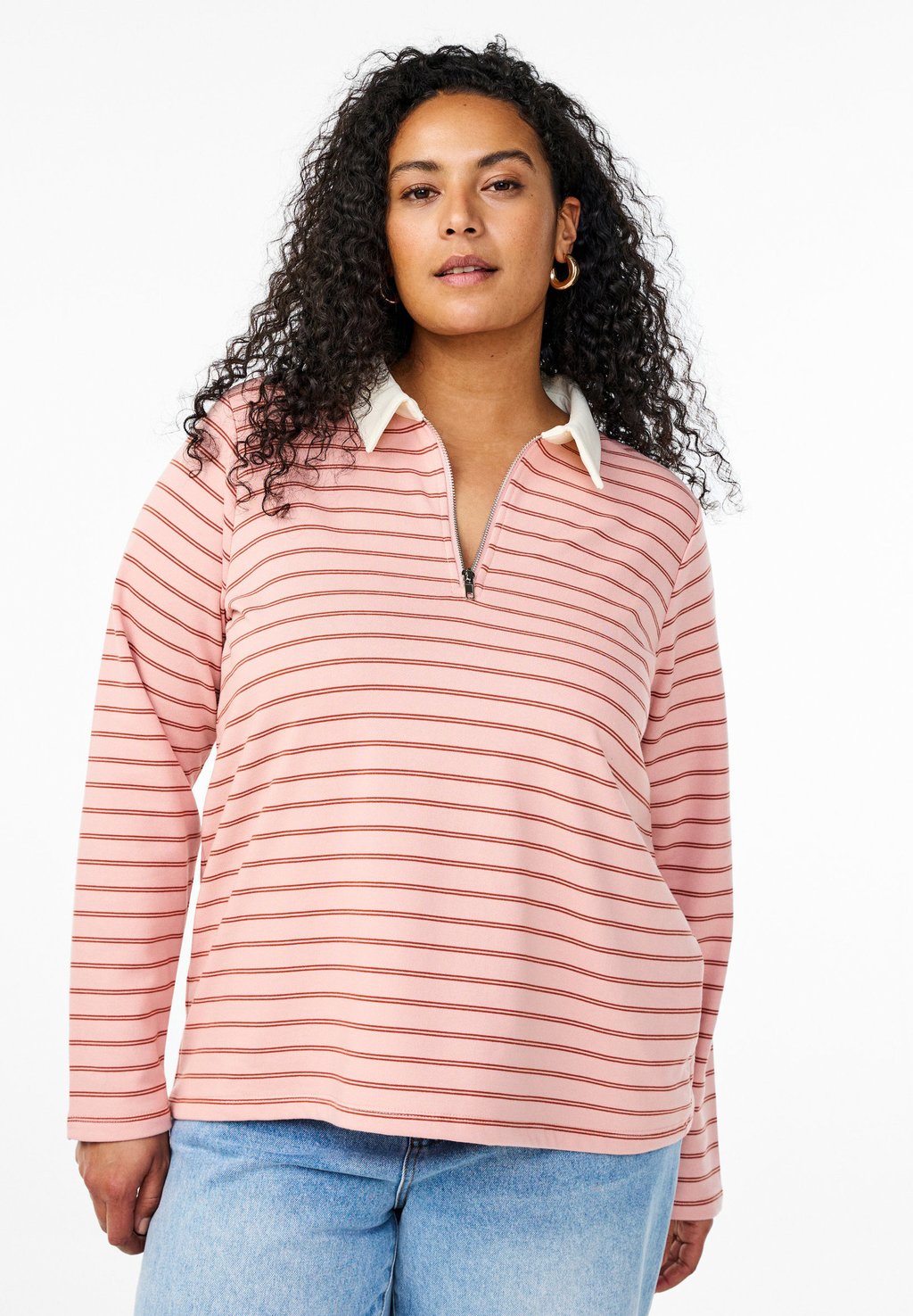

Топ с длинными рукавами MIT STREIFEN - Polo shirt Zizzi, светло-красный