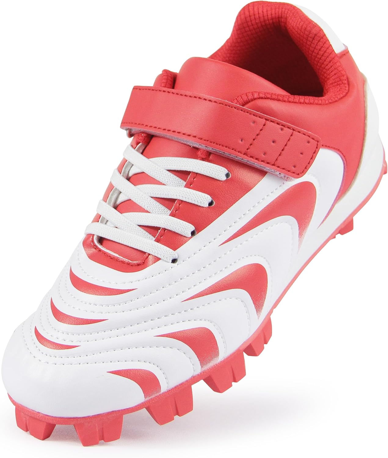 

Бейсбольные бутсы CAMVAVSR для детей и подростков, кроссовки для софтбола для мальчиков и девочек, резиновая формованная подошва, обувь для маленьких детей и подростков, легко надевать, спортивная обувь, красный