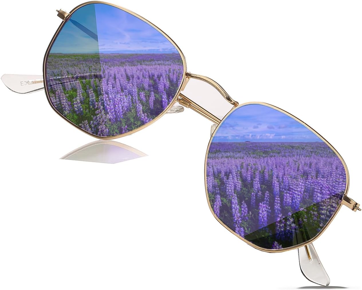 

Солнцезащитные очки HJSTES маленького размера с поляризацией, модные, в шестиугольной металлической оправе, с зеркальными линзами и защитой от УФ-излучения, A08 Gold/Purple Mirrored