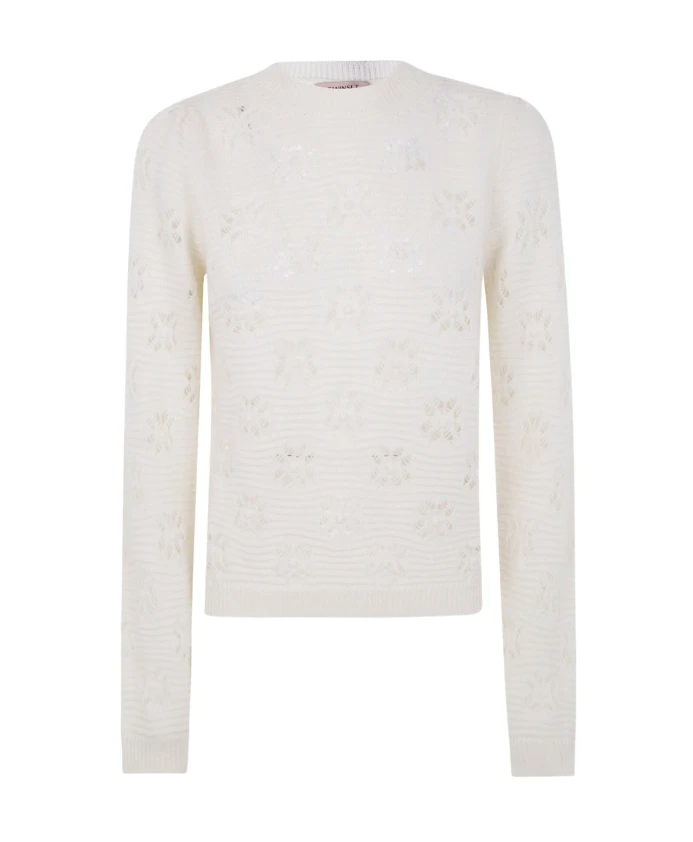 

Белый вязаный свитер с круглым вырезом Twinset, белый