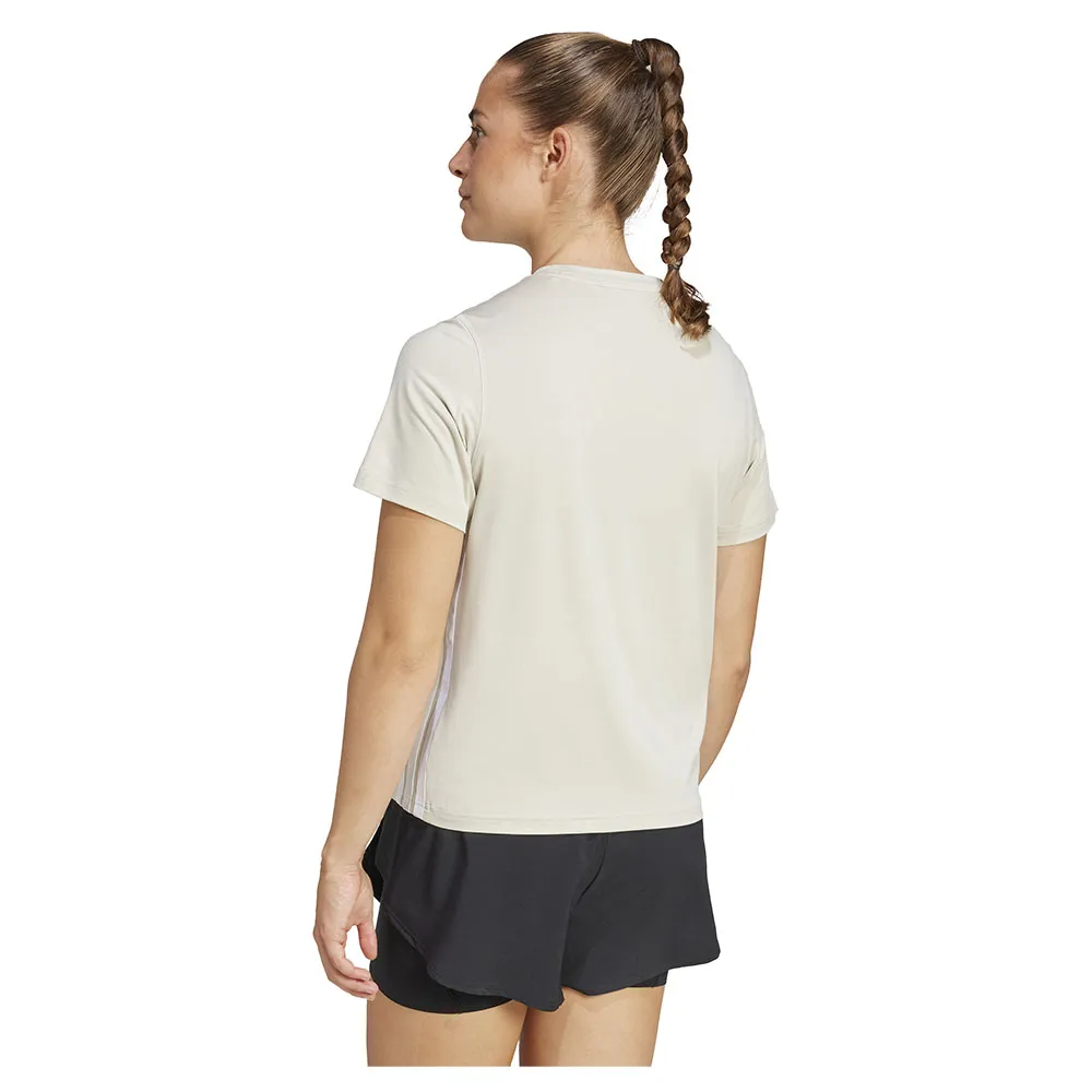 Футболка с коротким рукавом спортивная adidas Train Essentials 3 Stripes Workout, бежевый — фото 2