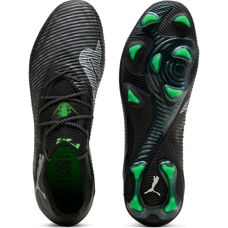 Футбольные бутсы Future 8 Ultimate Low FG Puma, цвет puma black-puma silver-fluo green — фото 2