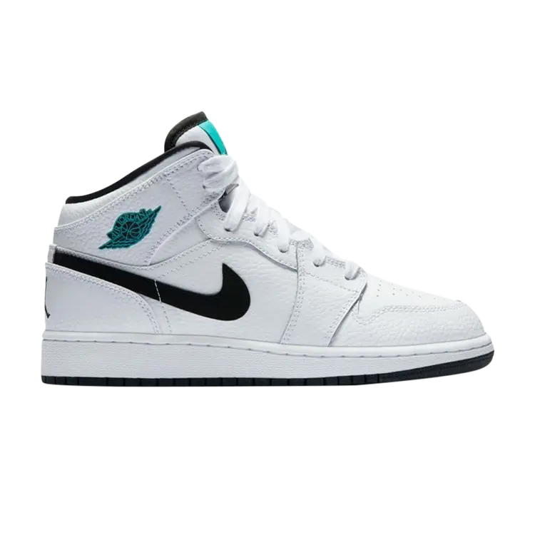 

Кроссовки Air Jordan 1 Retro Mid GS 'Hyper Jade', белый