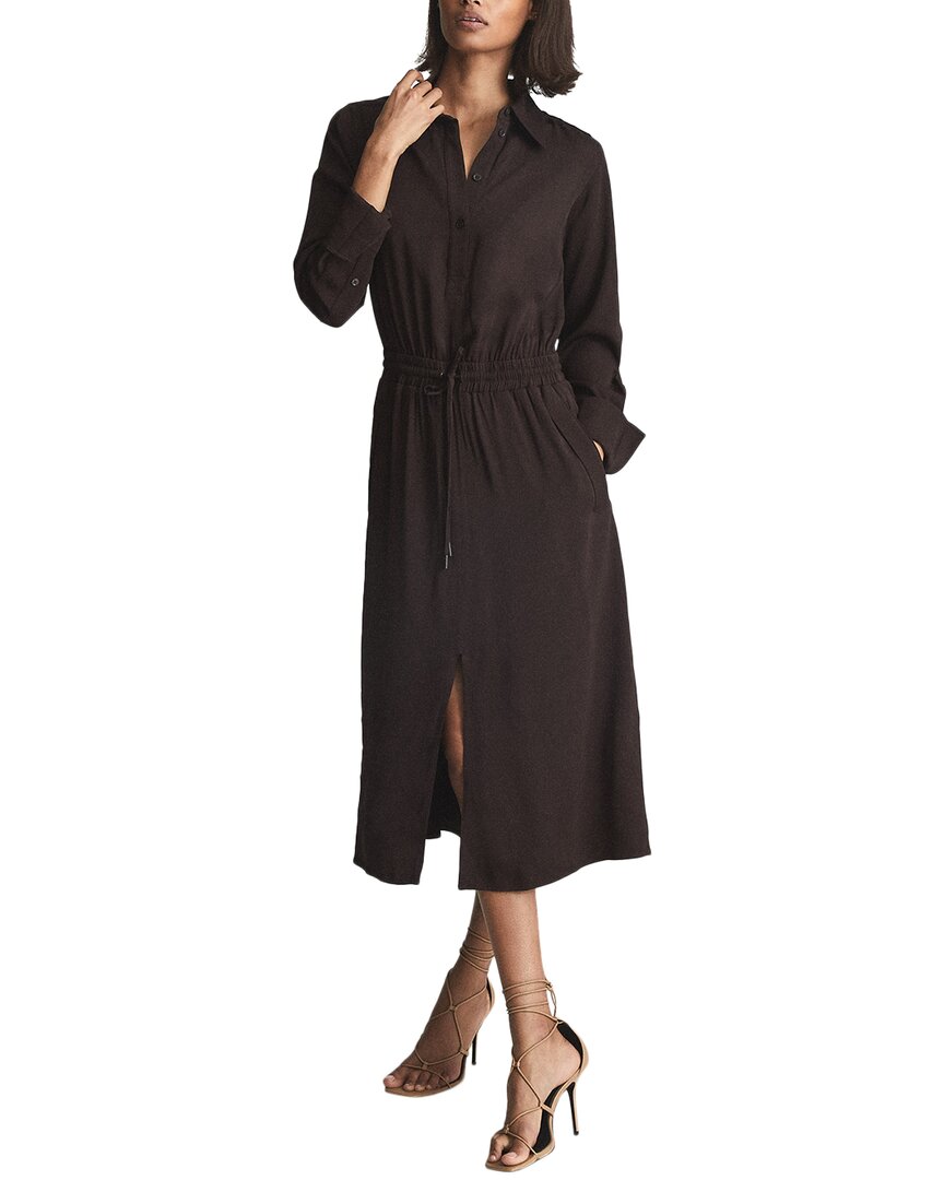 

Платье миди Reiss Astrid Plain с поясом, красный