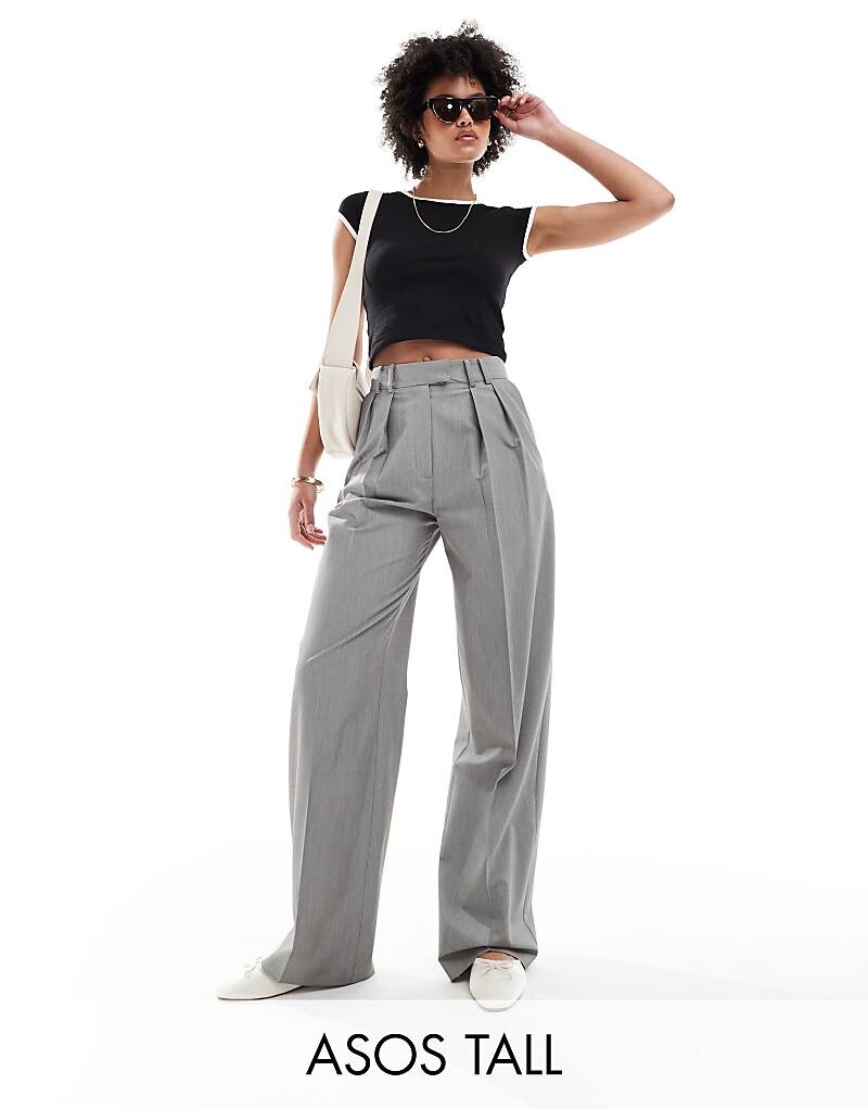

ASOS DESIGN Tall – Элегантные серые брюки широкого кроя