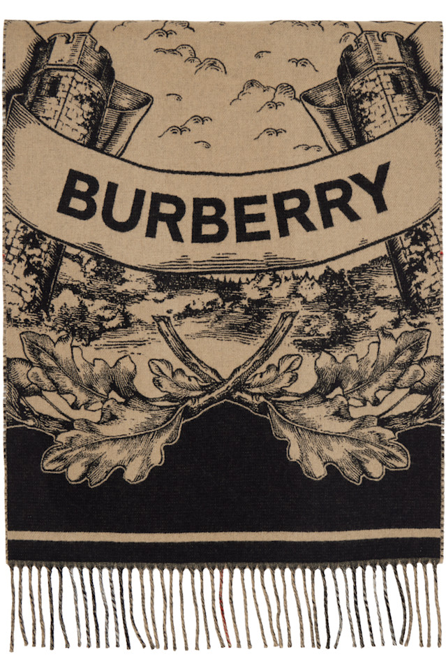 

Burberry Бежевый широкий двусторонний кашемировый шарф EKD