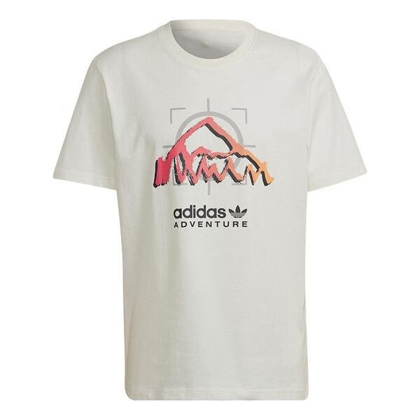 

Футболка Men's adidas originals Mountain Peak Alphabet Logo Printing Round Neck Casual Short Sleeve White T-Shirt, мультиколор