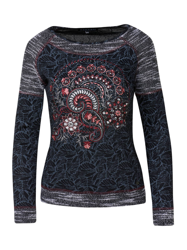 

Женская вышитая футболка с длинными рукавами в ЧЕРНОМ цвете KOROSHI