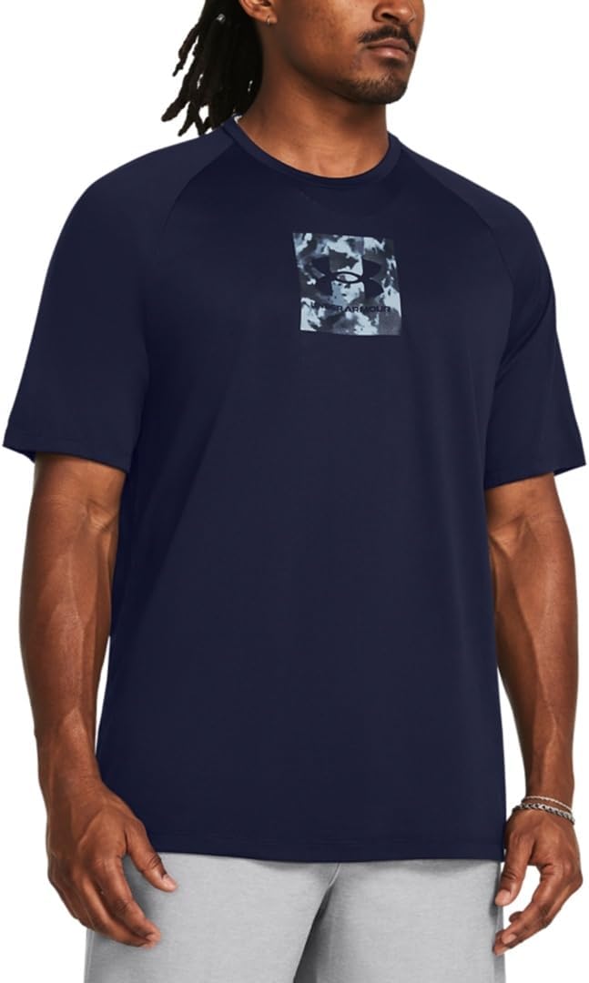 

Under Armour мужская футболка с коротким рукавом Tech Print Fill, (410) Midnight Navy/White, Белый, Under Armour мужская футболка с коротким рукавом Tech Print Fill, (410) Midnight Navy/White