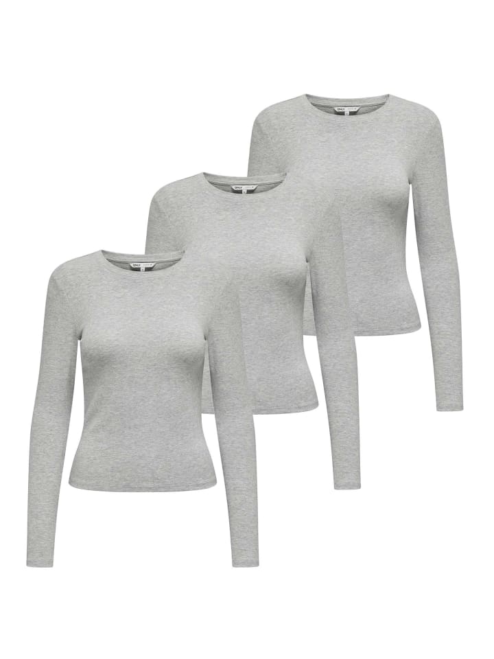 

ONLY Рубашки с длинными рукавами, комплект из 3 штук, серые