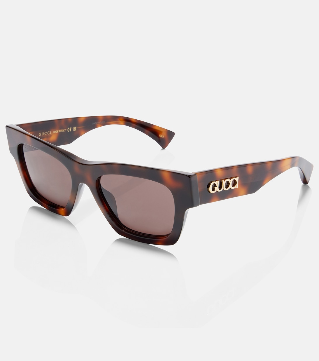 Квадратные солнцезащитные очки с надписью Gucci, Havana-Havana-Brown — фото 4