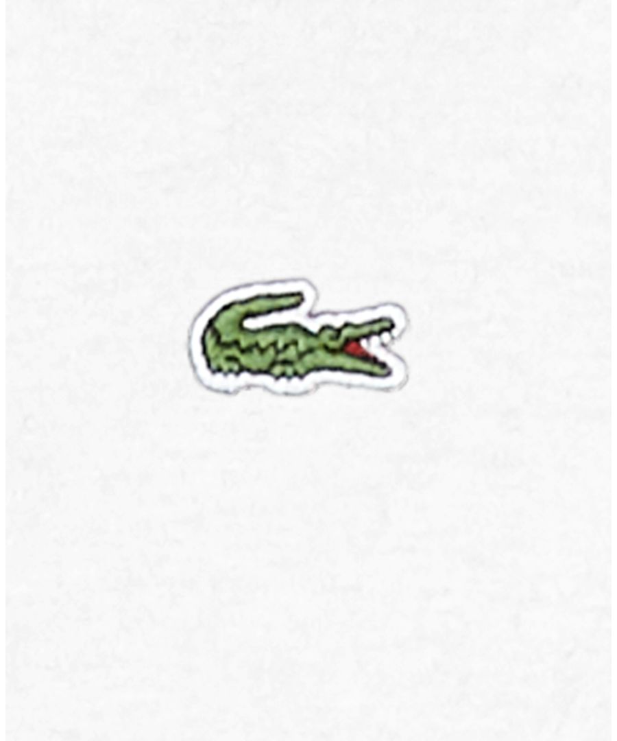 Мужская рубашка-поло Lacoste с коротким рукавом, стандартный крой, хлопок, белый — фото 3