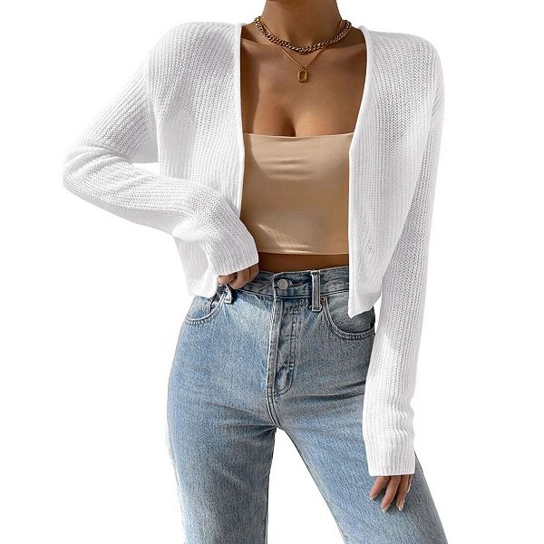 

Женский кардиган с длинными рукавами и открытой передней частью Yesfashion, White