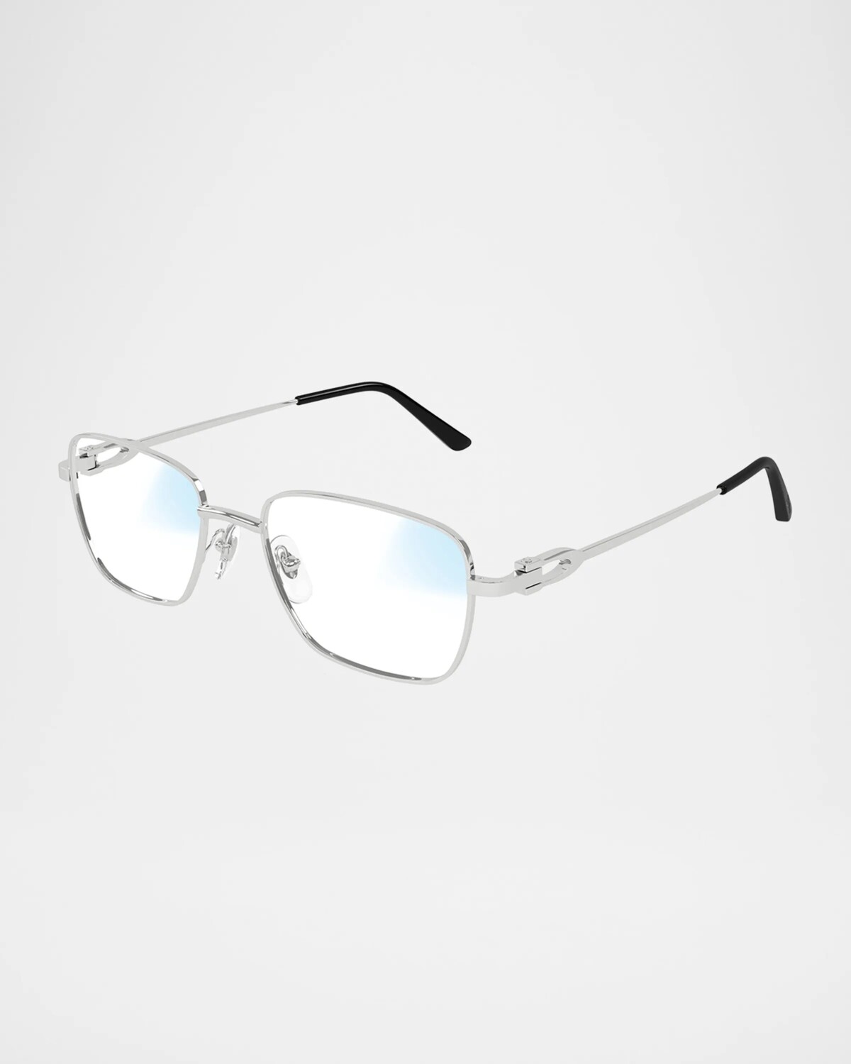 

Мужские металлические прямоугольные солнцезащитные очки CT0519SM Cartier, цвет Smooth Platinum Finish