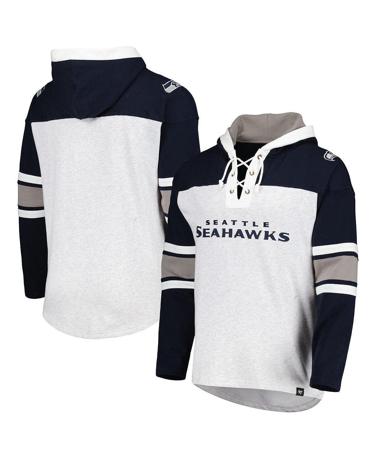 

Мужская толстовка с капюшоном на шнуровке Seattle Seahawks Heather Grey Gridiron '47 Brand