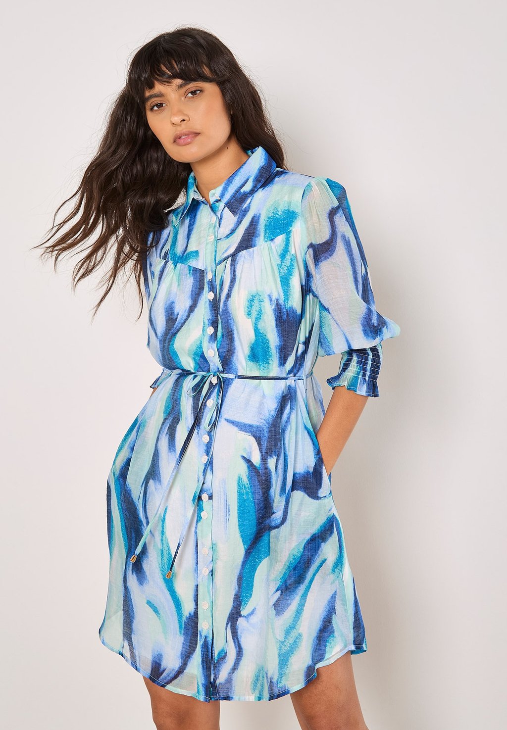 

Платье-рубашка PAINTERLY SWIRLS Apricot, синий