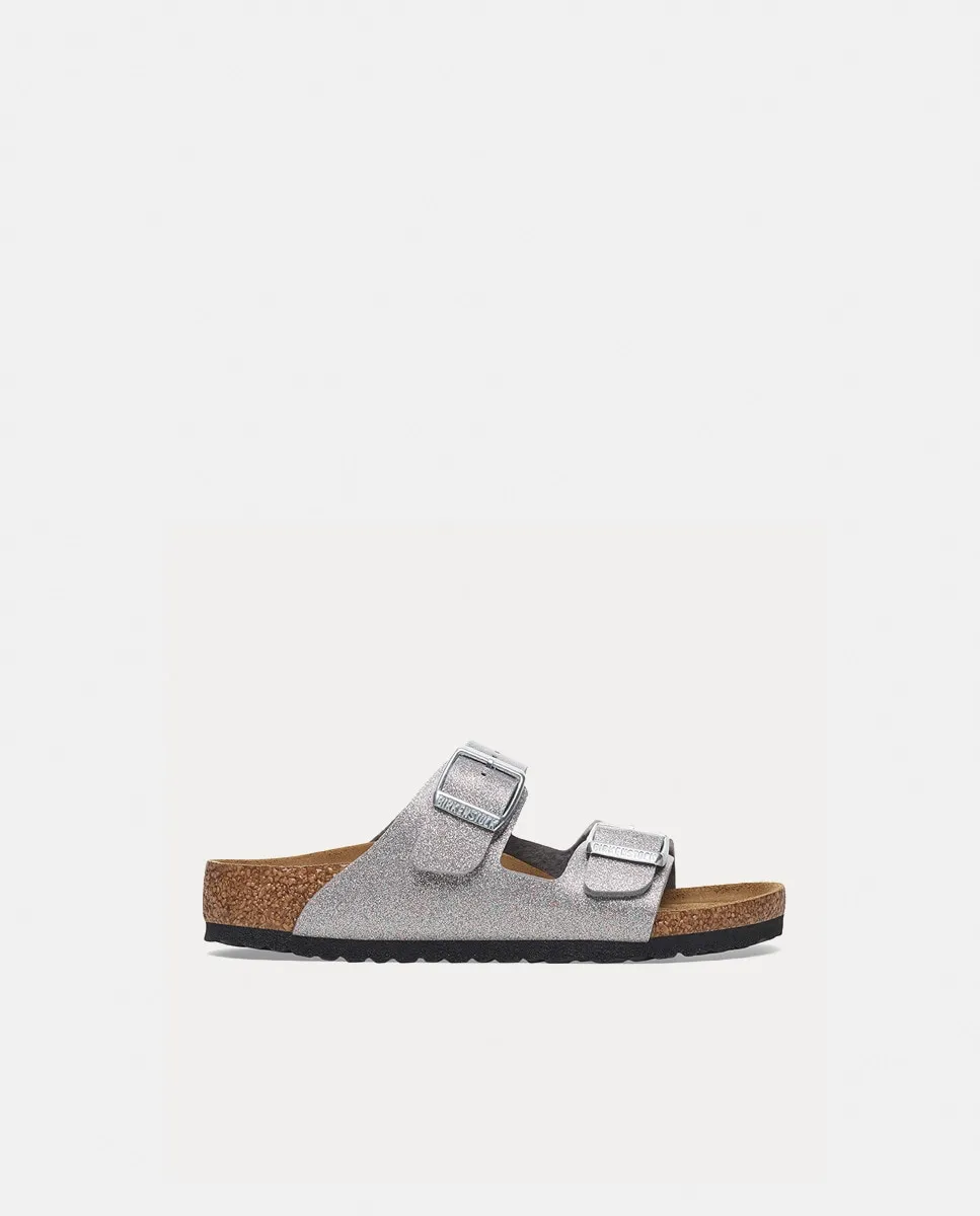 

Arizona Детские блестящие сандалии Birko Fllor Birkenstock, серебряный