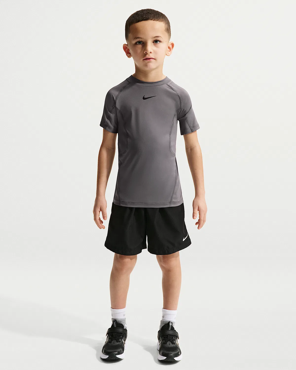 Little Kids' Dri-FIT Short-Sleeve Top Nike Pro, Grey — фото 4