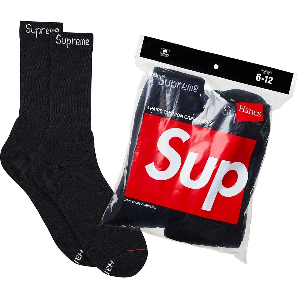 Week 1 X HANES SS23 Crew Носки мужские 4 Pack Supreme, 4 pack (белый) — фото 3