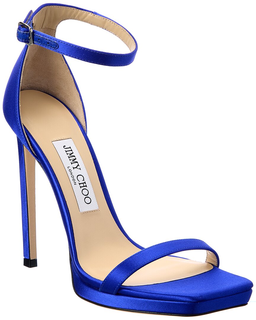 Атласные сандалии Jimmy Choo Alva 120, синий