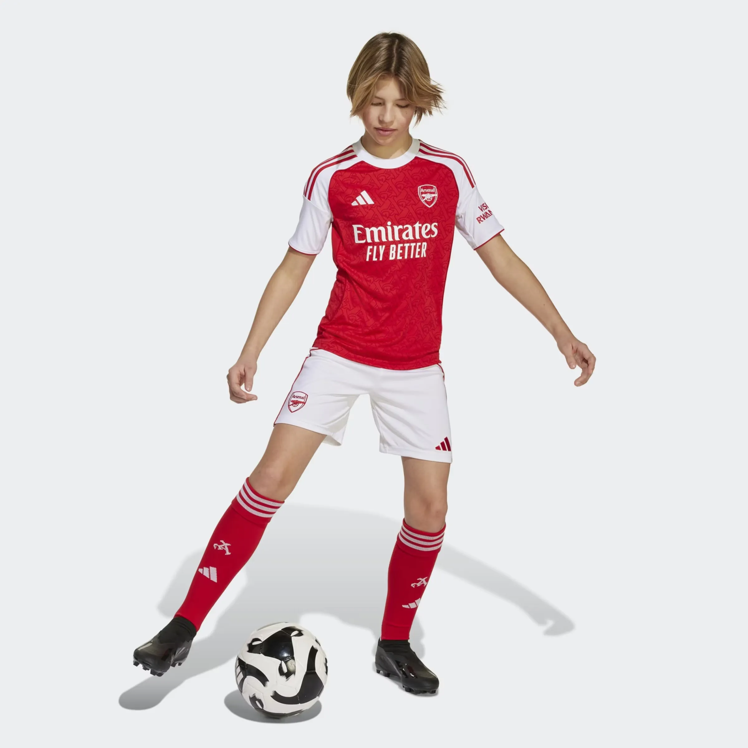 Детская футболка домашняя форма Arsenal FC 2025-2026 adidas, красный — фото 4