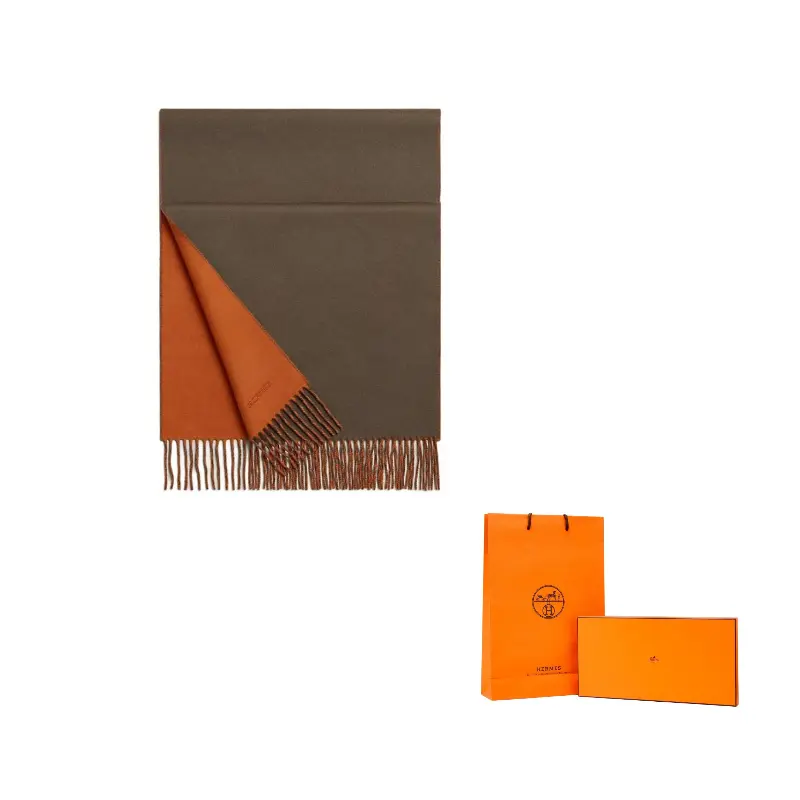 

Hermes Мужские кашемировые вязаные шарфы, тыквенно-серый цвет