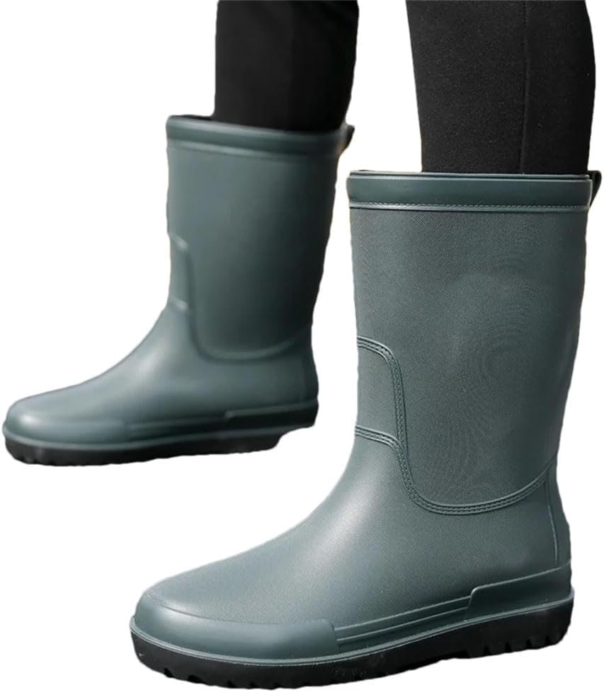 

Мужская обувь для дождя, резиновые сапоги, взрослые водонепроницаемые средние по длине ботинки, мягкая и нескользящая толстая подошва Generic, 740 En8