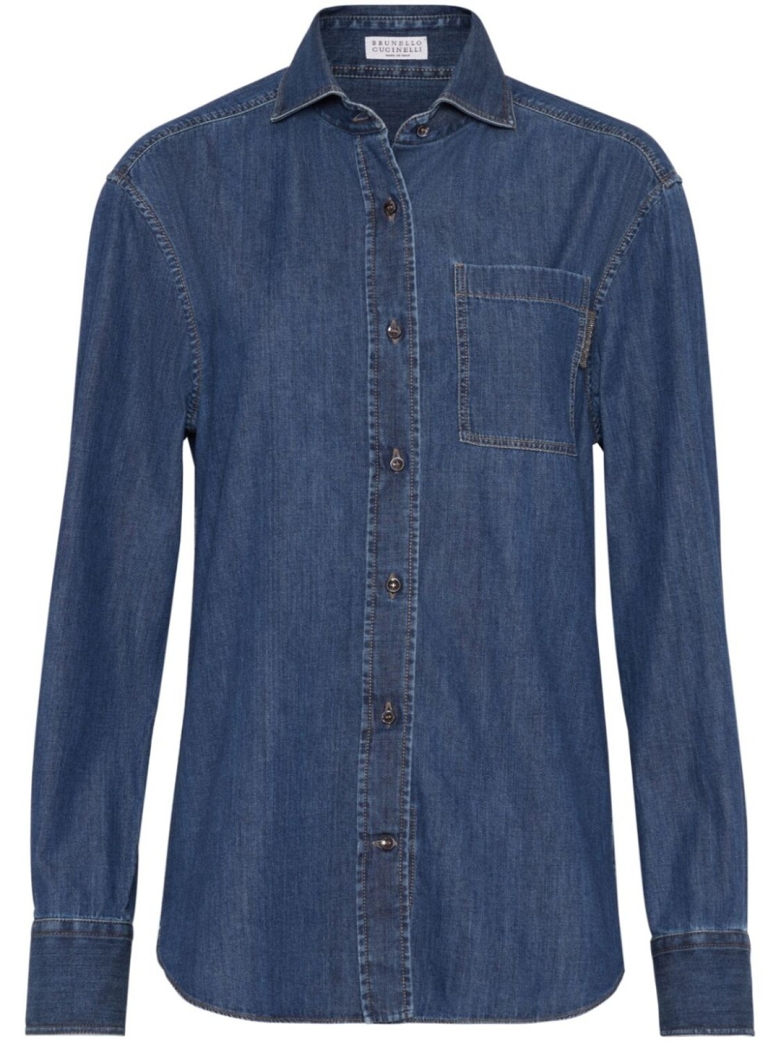 

Brunello Cucinelli джинсовая рубашка с декором Monili, синий