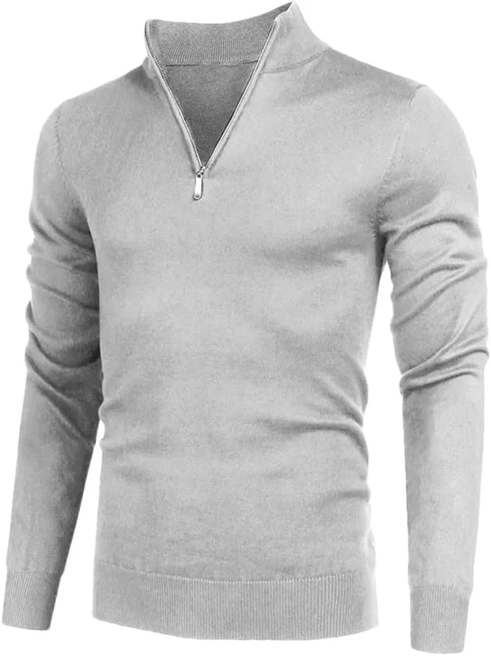 

Мужской свитер с высоким воротником и полумолнией