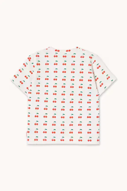 Футболка детская с принтом вишен CHERRIES KNITTED TEE Tinycottons, белый — фото 3