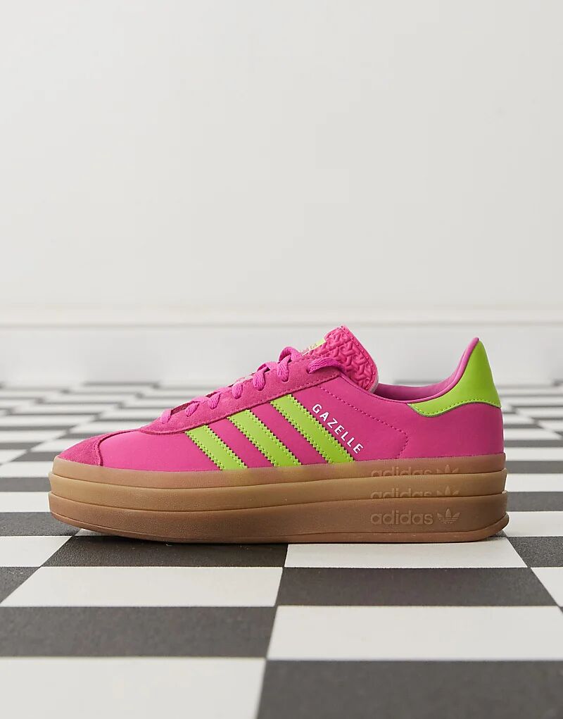 Кроссовки Gazelle Bold на платформе фиолетового и зеленого цвета adidas Originals — фото 2