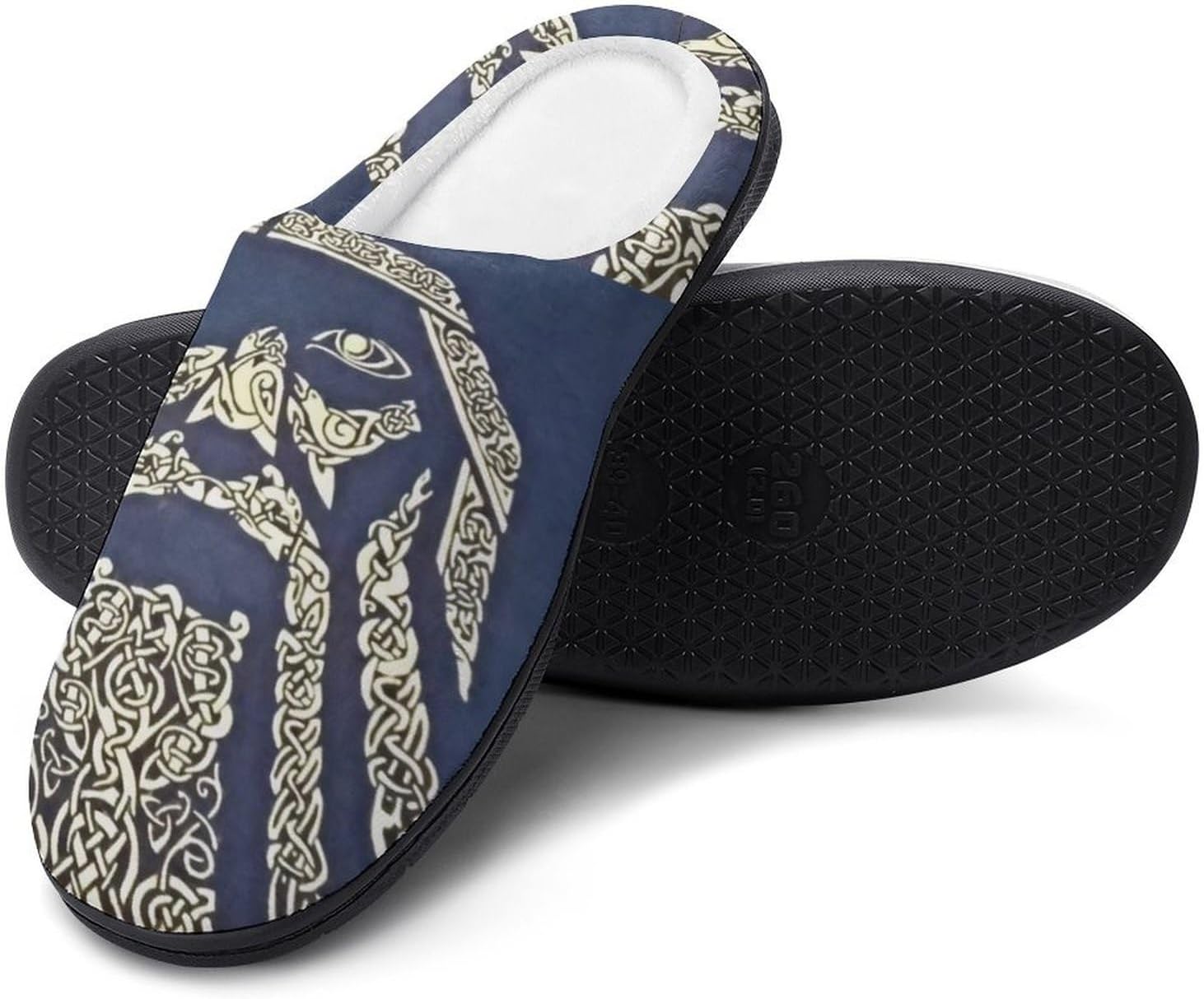 

Мужские домашние хлопковые тапочки для спальни и гостиной / моющиеся, зимние теплые пушистые домашние тапочки, интересные нескользящие тапочки викинга Yxhzyhy, Odin