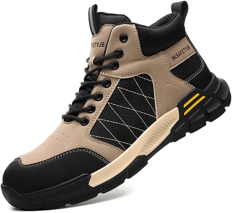 

Водонепроницаемые стальные ботинки KYOESCAI с защищенным носком для мужчин, широкая посадка, противоскользящие обувь, легкие безопасные кроссовки с композитным носком, черный