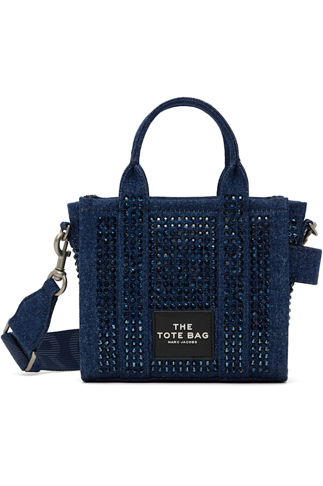 

Кристальный денимовый кроссбоди-тоут Marc Jacobs, цвет dark wash crystal