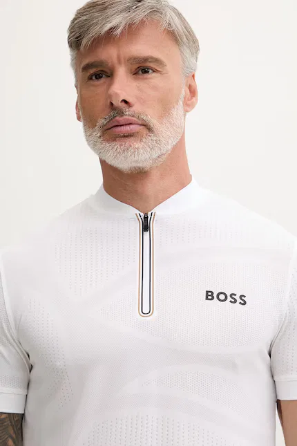 Поло спортивное из эластичного материала BOSS Green, белый — фото 4