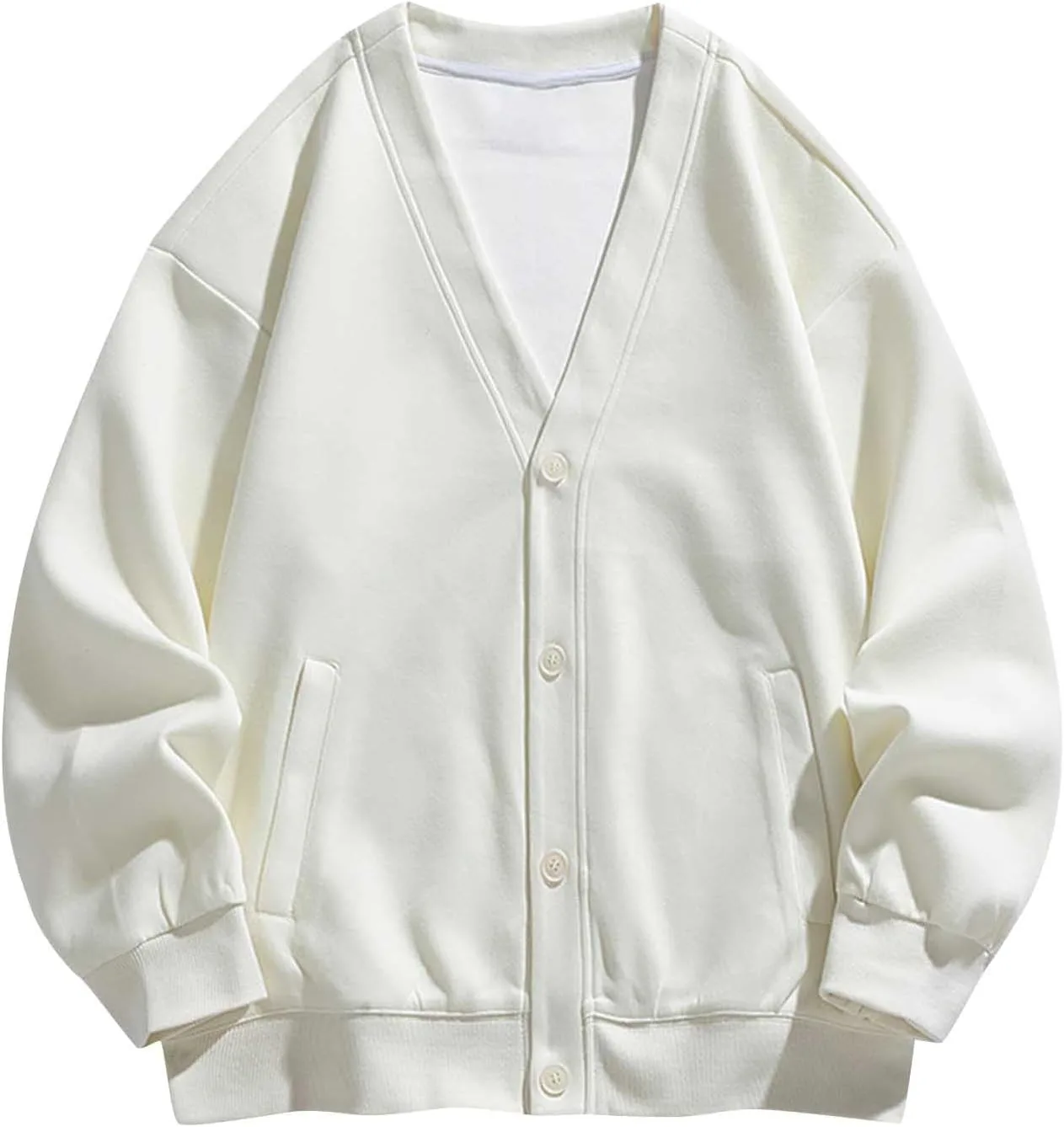 

Мужской кардиган с длинными рукавами и открытой планкой oversize QUNPIU