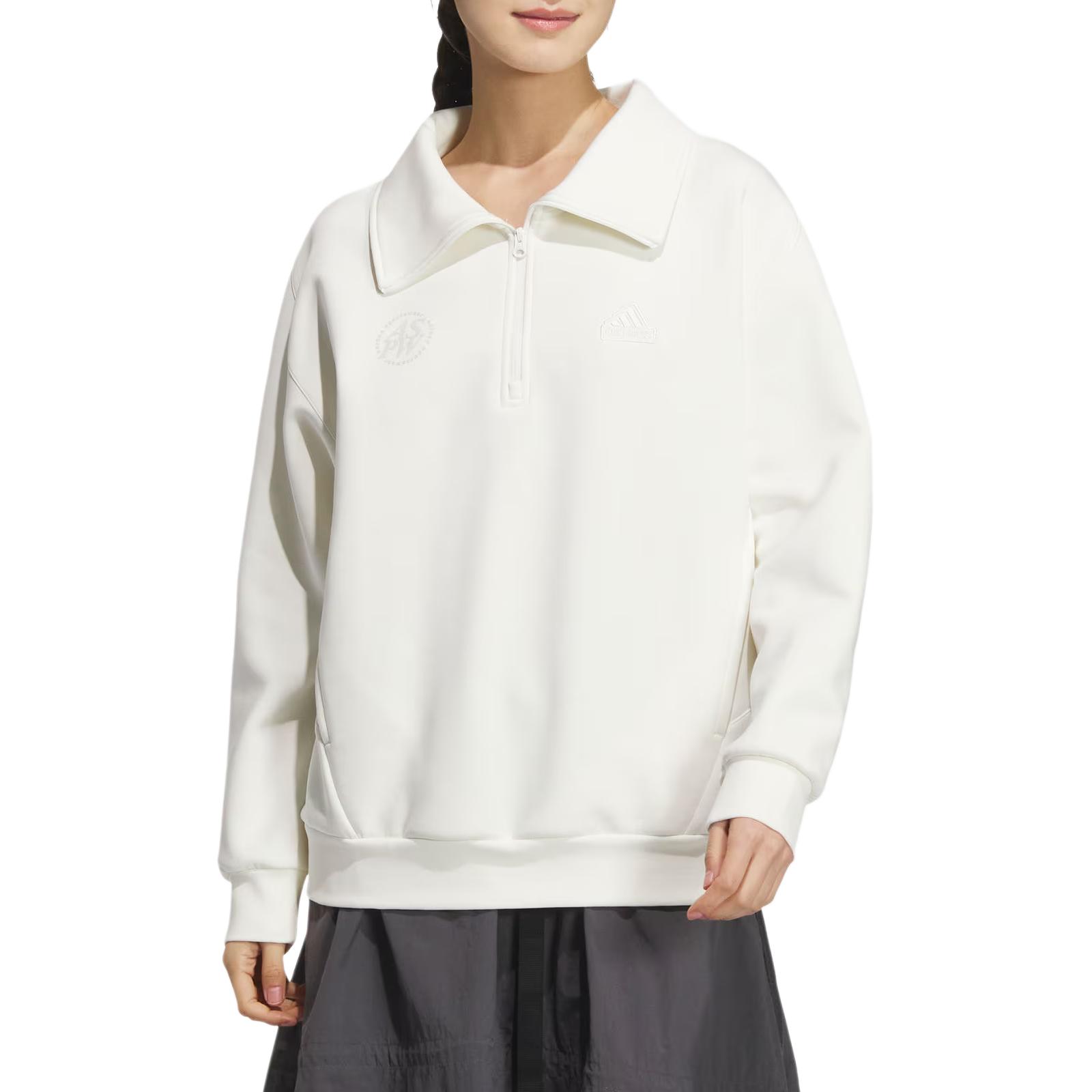Футболка с капюшоном и полумолнией Lounge FW24 Белый Adidas Женская — фото 3