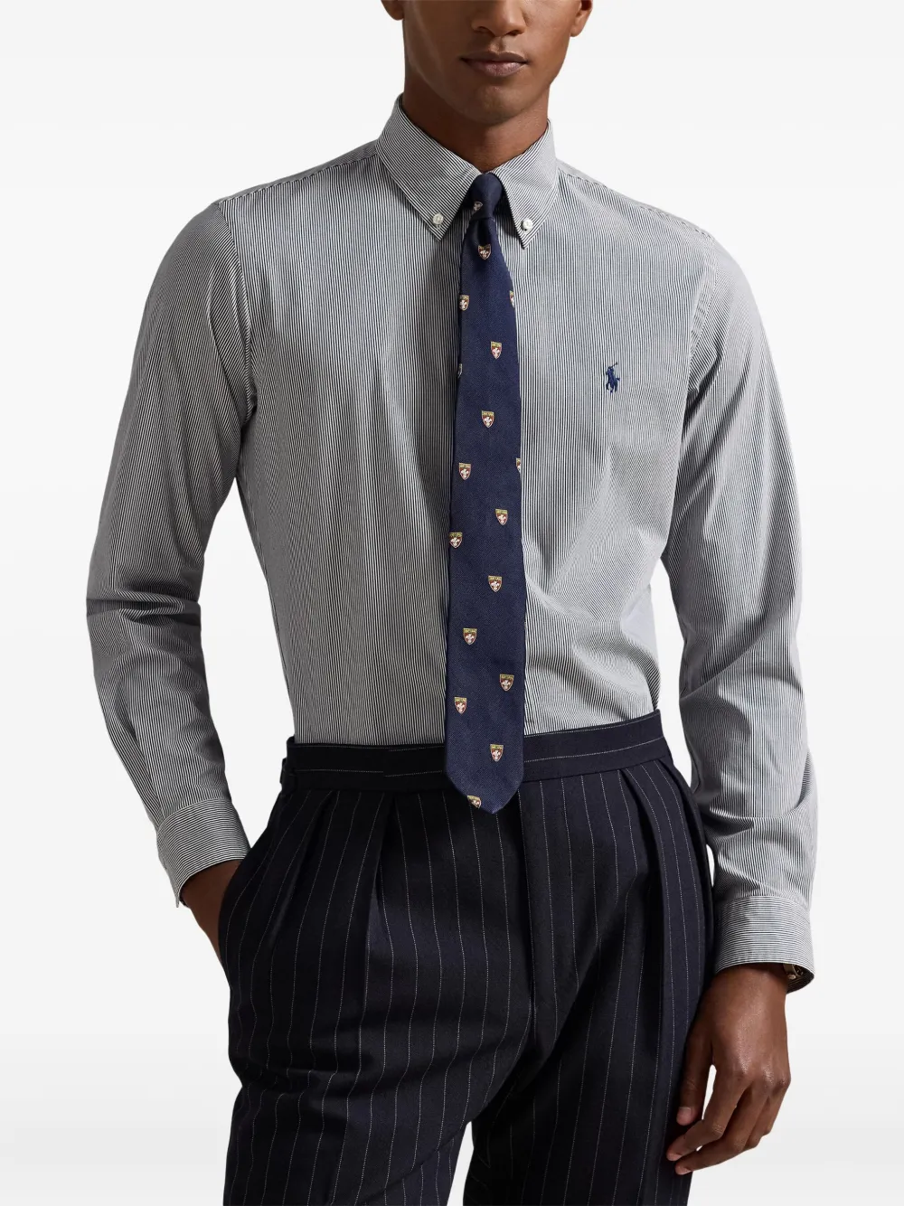 Полосатая рубашка с длинными рукавами Polo Ralph Lauren, синий — фото 3