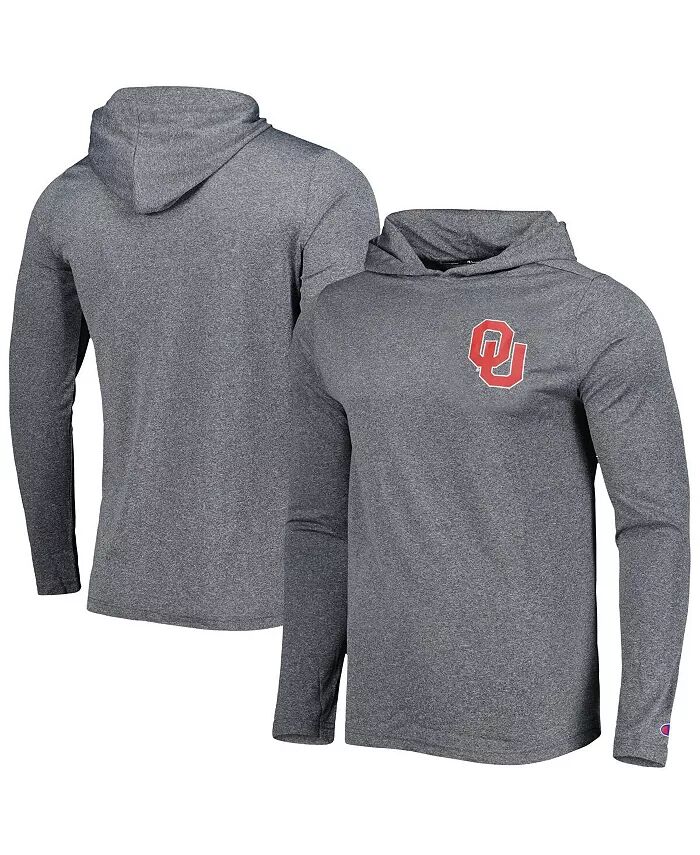 

Мужская серая футболка с капюшоном Oklahoma Sooners Champion с длинным рукавом Knights Apparel