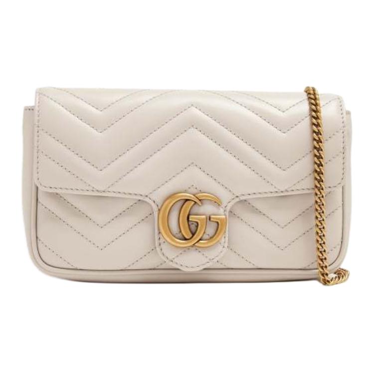 

GUCCI Сумка через плечо GG Marmont из кожи мини женская светло-серая