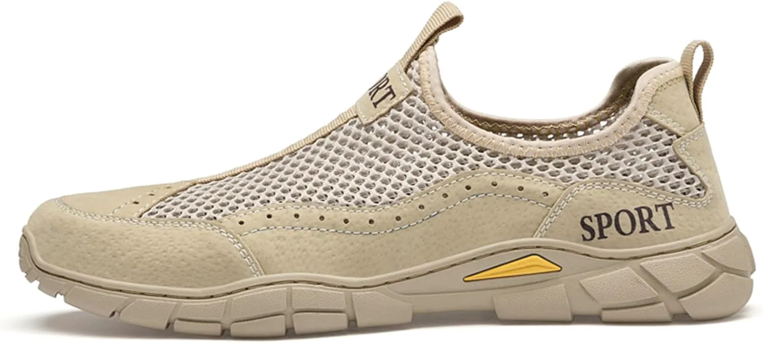 

Мужские кроссовки Crepuscute с сеткой, плоская подошва, легкая носка, дышащие, противоскользящие, для улицы, походов и прогулок, летние пляжные сандалии, повседневная спортивная обувь, желтый