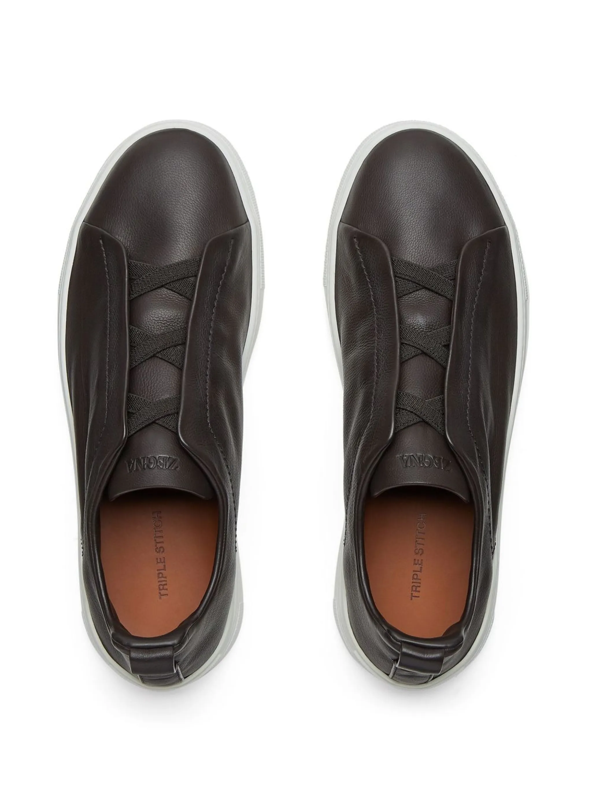 Кеды Secondskin Triple Stitch Zegna, коричневый — фото 4