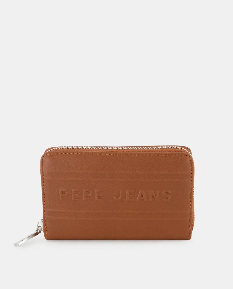 

Женский прямоугольный кошелек Marrel с центральным логотипом в тон и молнией Pepe Jeans, коричневый