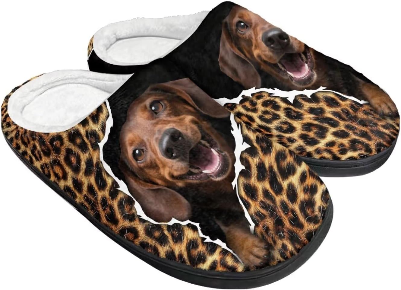 

Тапочки Tomeusey для женщин - домашние и хлопковые тапочки с противоскользящей подошвой, подарок для женщин и мужчин, Dachshund Leopard Print